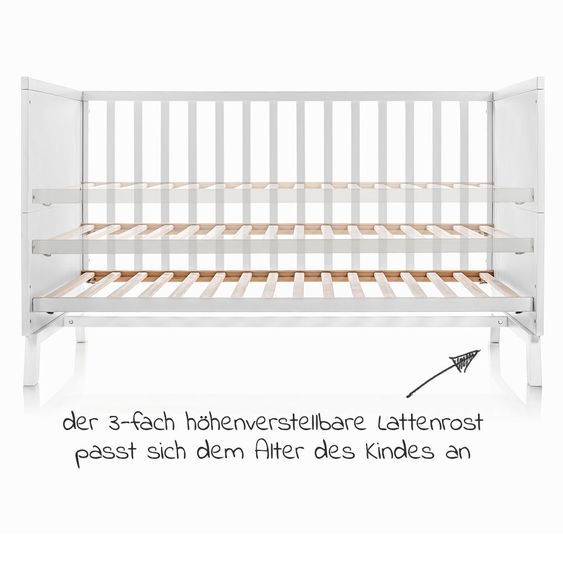 Schardt Baby- und Kinderbett Designline Deluxe Buche teilmassiv 70 x 140 cm - Weiß