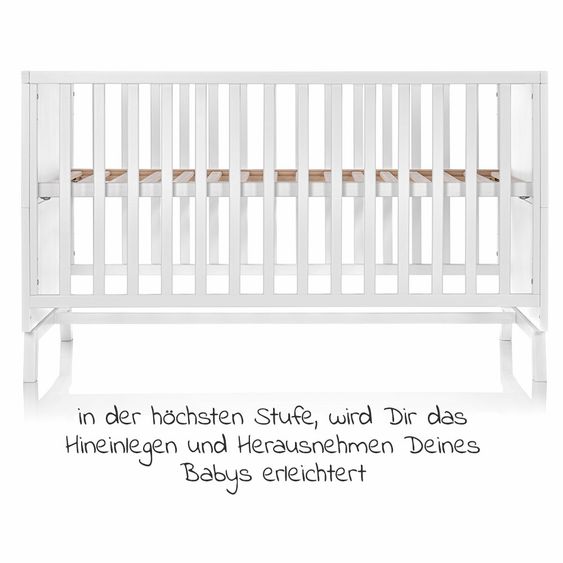 Schardt Baby- und Kinderbett Designline Deluxe Buche teilmassiv 70 x 140 cm - Weiß