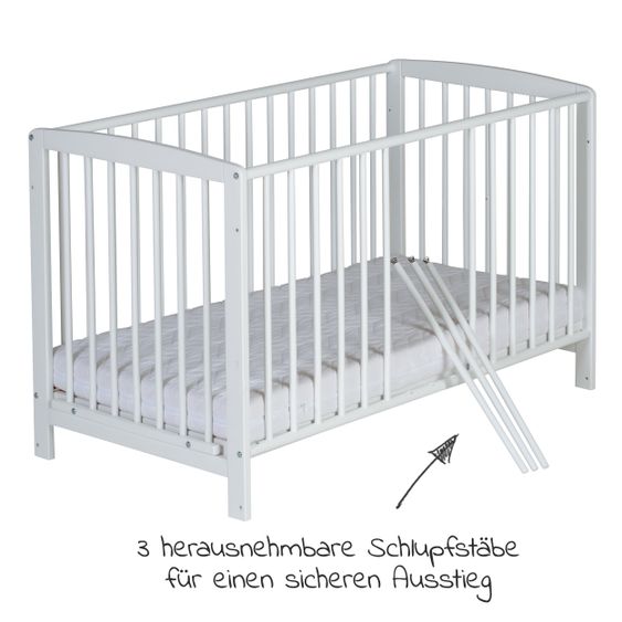 Schardt Beistellbett Micky Plus auch für Boxspring-Betten Weiß 60 x 120 cm