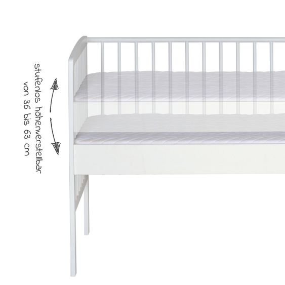 Schardt Beistellbett Micky Plus auch für Boxspring-Betten Weiß 60 x 120 cm