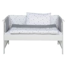 Beistellbett Micky Weiß inkl. textiler Ausstattung 60 x 120 - Sternchen - Grau