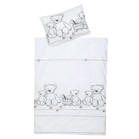 Schardt Bettwäsche 100 x 135 cm - Teddy - Weiß Grau