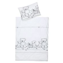 Bettwäsche 100 x 135 cm - Teddy - Weiß Grau