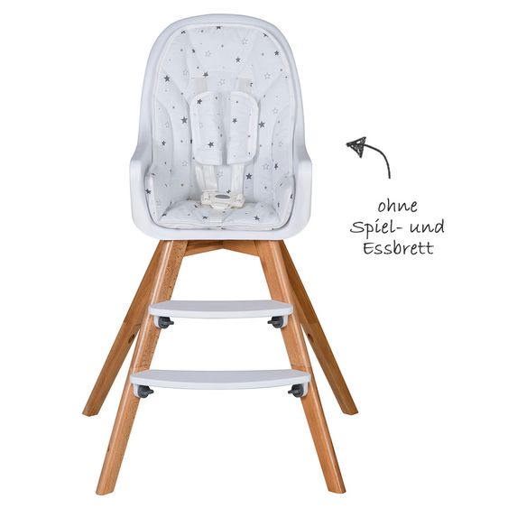 Schardt Hochstuhl Holly Natur inkl. Sitzkissen - Sternchen - Grau