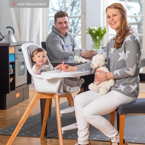 Schardt Hochstuhl Holly Natur inkl. Sitzkissen - Sternchen - Grau