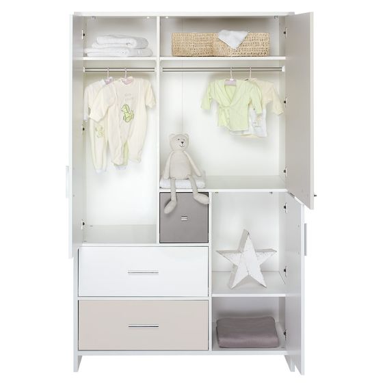 Schardt Children's room Candy Beige with 3-door wardrobe, bed, changing unit