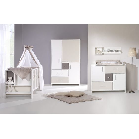 Schardt Children's room Candy Beige with 3-door wardrobe, bed, changing unit