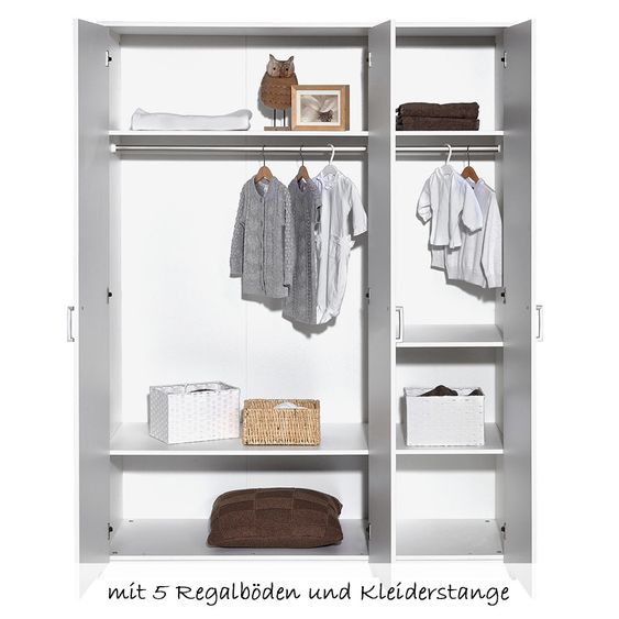 Schardt Kinderzimmer Classic White mit 3-türigem Schrank, Bett, Wickelkommode