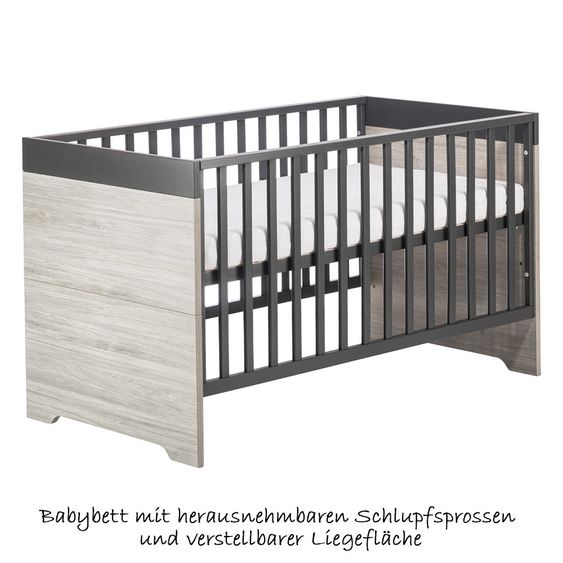 Schardt Kinderzimmer Clou mit 3-türigem Kleiderschrank, Bett, Wickelkommode
