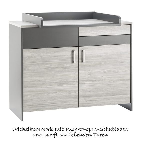 Schardt Kinderzimmer Clou mit 3-türigem Kleiderschrank, Bett, Wickelkommode