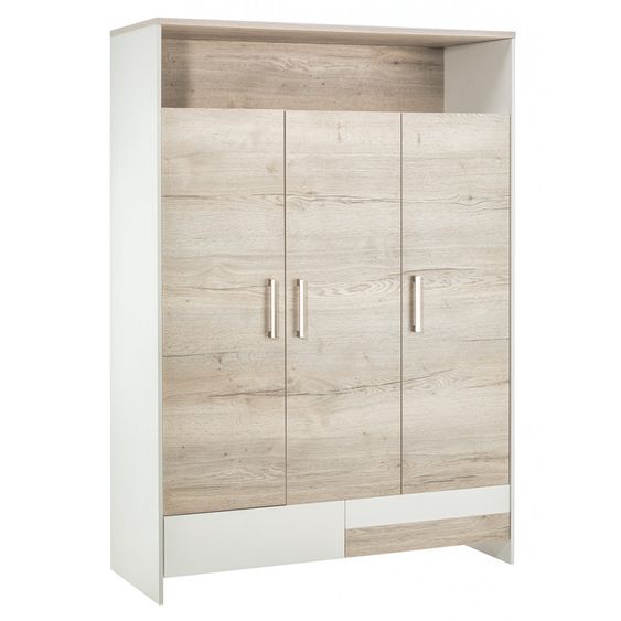Schardt Kinderzimmer Clou Oak mit 3-türigem Kleiderschrank, Bett, Wickelkommode