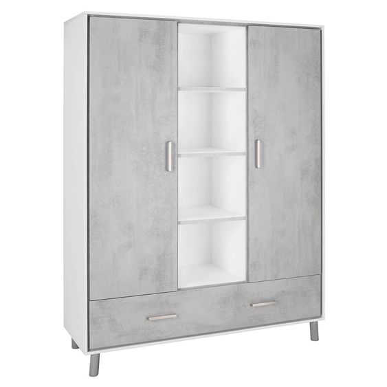 Schardt Coco Grey nursery with 2-door wardrobe, bed, changing unit