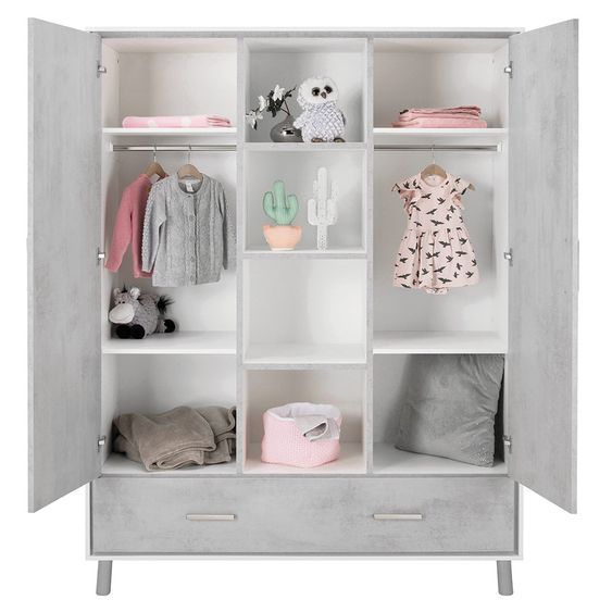 Schardt Coco Grey nursery with 2-door wardrobe, bed, changing unit