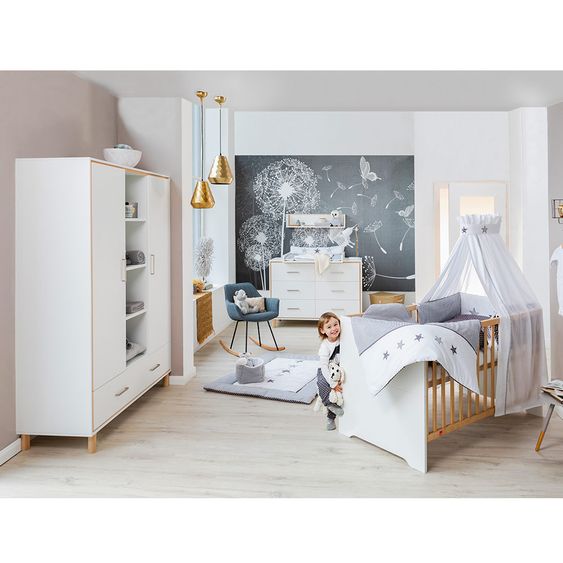 Schardt Kinderzimmer Coco White mit 2-türigem Schrank, Bett, Wickelkommode