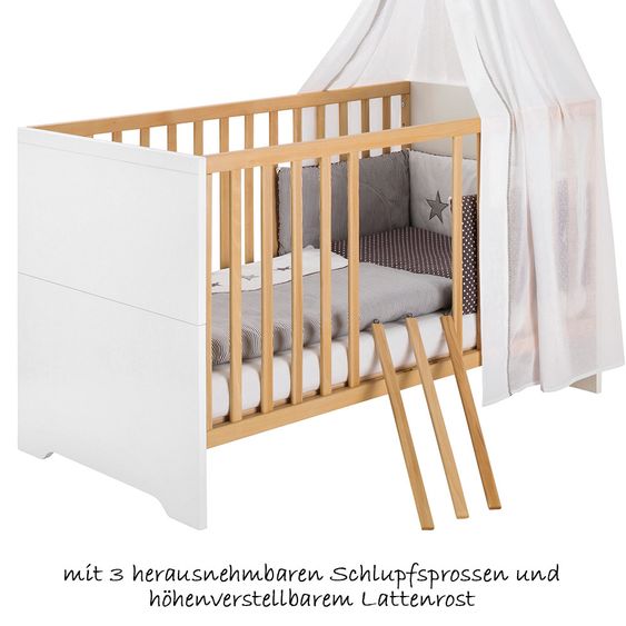 Schardt Coco White nursery with 2-door wardrobe, bed, changing unit