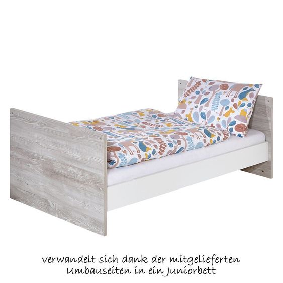 Schardt Kinderzimmer Eco Cascina mit 3-türigem Schrank, Bett, Wickelkommode