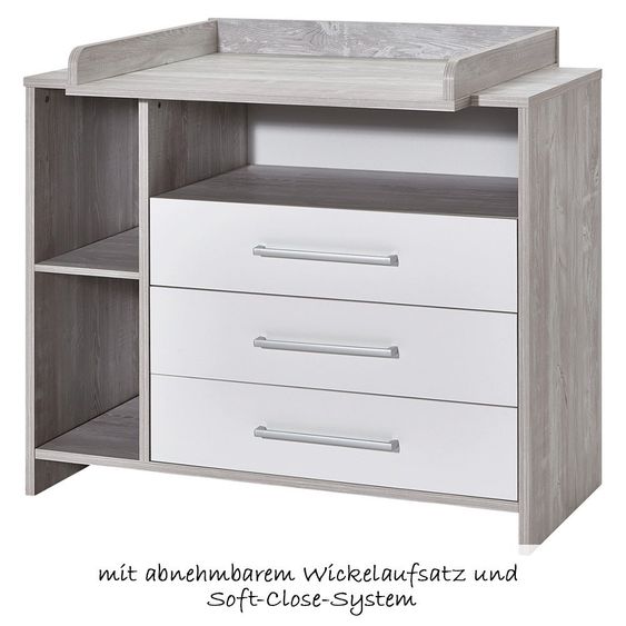 Schardt Kinderzimmer Eco Cascina mit 3-türigem Schrank, Bett, Wickelkommode