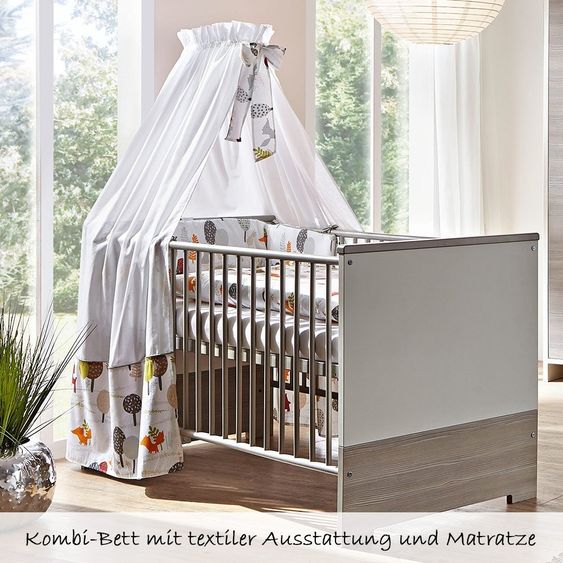 Schardt Kinderzimmer Eco Silber 15-tlg. mit 3-türigem Schrank inkl. Textilkollektion Waldtiere