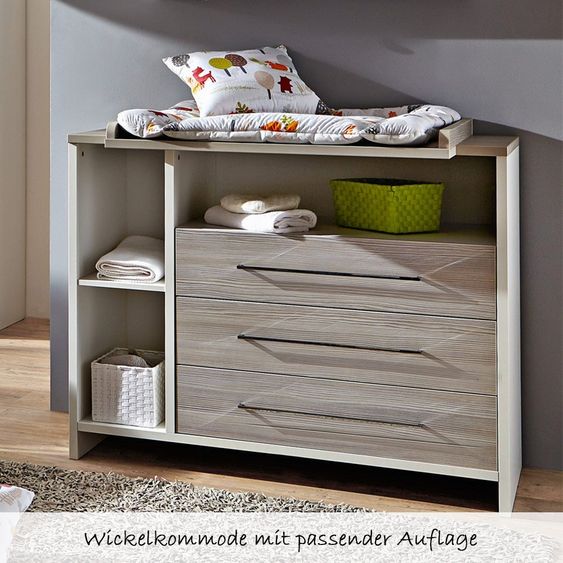 Schardt Kinderzimmer Eco Silber 15-tlg. mit 3-türigem Schrank inkl. Textilkollektion Waldtiere