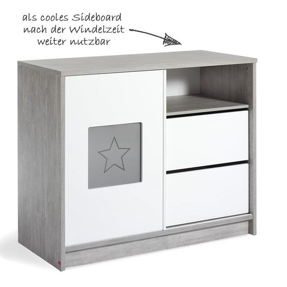 Schardt Kinderzimmer Eco Star 15-tlg. mit Schiebetürschrank inkl. Textilkollektion Sternchen Grau