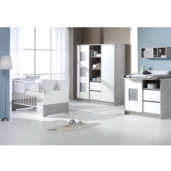 Schardt Children's room Eco Star with 2-door wardrobe with centre shelf, bed, changing unit