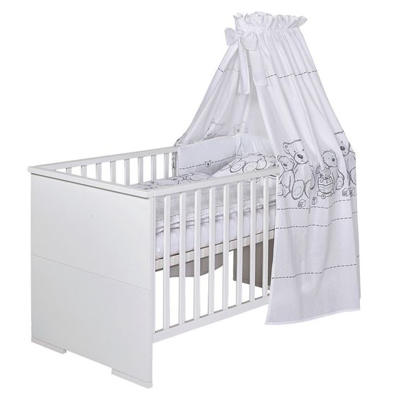 Schardt Kinderzimmer Maxx White mit 2-türigem Schrank mit Mittelregal, Bett, Wickelkommode