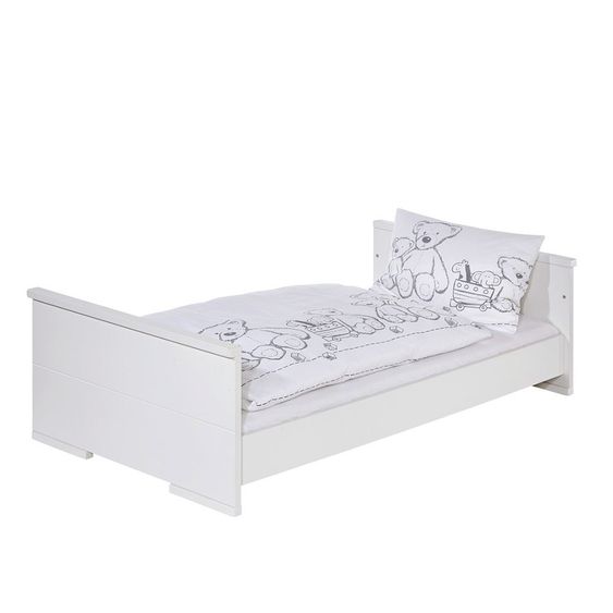 Schardt Kinderzimmer Maxx White mit 2-türigem Schrank mit Mittelregal, Bett, Wickelkommode