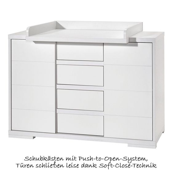 Schardt Kinderzimmer Maxx White mit 2-türigem Schrank mit Mittelregal, Bett, Wickelkommode
