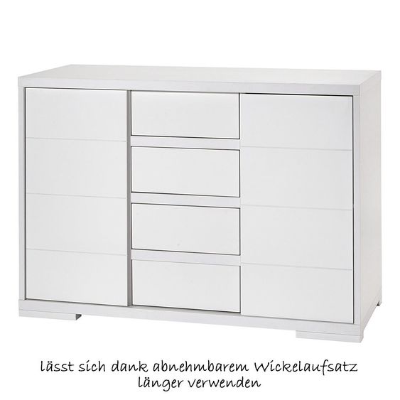 Schardt Kinderzimmer Maxx White mit 2-türigem Schrank mit Mittelregal, Bett, Wickelkommode
