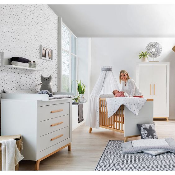 Schardt Kinderzimmer Miami White mit 2-türigem Schrank, Bett, Wickelkommode