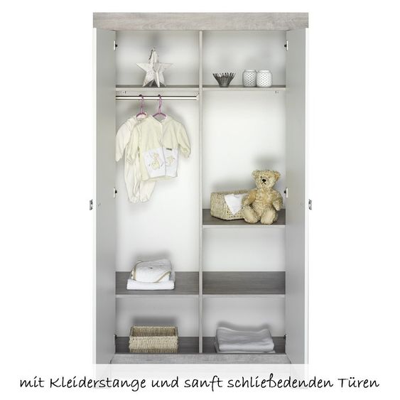 Schardt Children's room Nordic Driftwood 15-pcs. with 2-door wardrobe incl. textile collection Star Grey