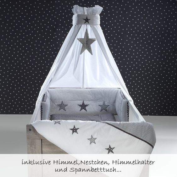 Schardt Children's room Nordic Driftwood 15-pcs. with 2-door wardrobe incl. textile collection Star Grey