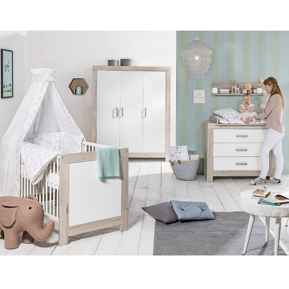 Schardt Camera per bambini Nordic Halifax con armadio a 3 ante, letto e fasciatoio