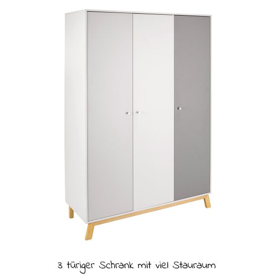 Schardt Kinderzimmer Vegas 16-tlg. mit 3-türigem Schrank inkl. Textilkollektion Origami Black