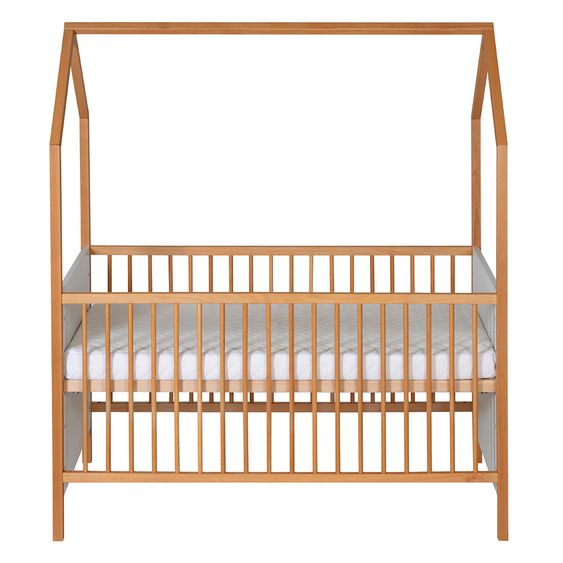 Schardt Kombi-Kinderbett Hausbett Venice Buche teilmassiv, geölt 70 x 140 cm - Natur Weiß