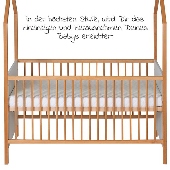 Schardt Kombi-Kinderbett Hausbett Venice Buche teilmassiv, geölt 70 x 140 cm - Natur Weiß