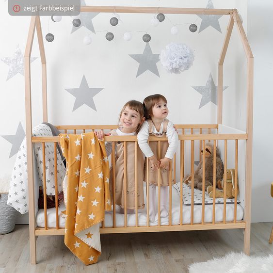 Schardt Kombi-Kinderbett Hausbett Venice Buche teilmassiv, geölt 70 x 140 cm - Natur Weiß