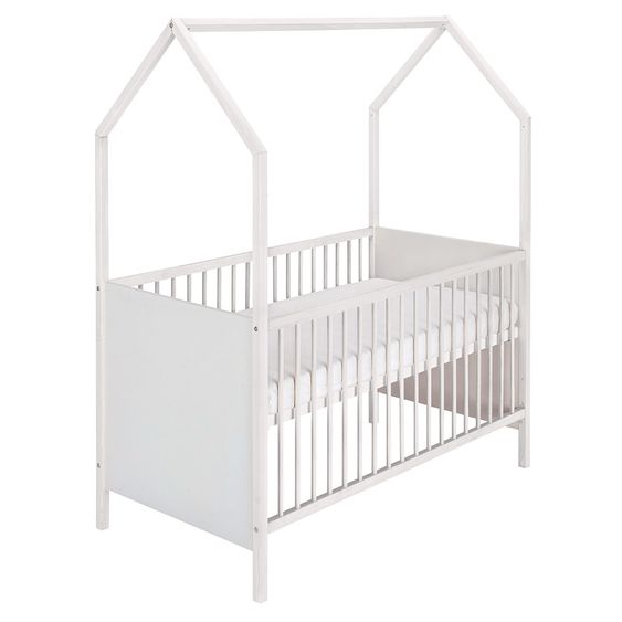 Schardt Kombi-Kinderbett Hausbett Venice Buche teilmassiv, lackiert 70 x 140 cm - Weiß