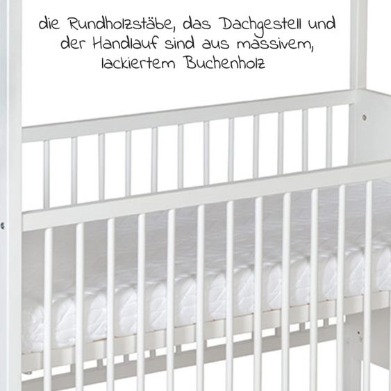 Schardt Kombi-Kinderbett Hausbett Venice Buche teilmassiv, lackiert 70 x 140 cm - Weiß