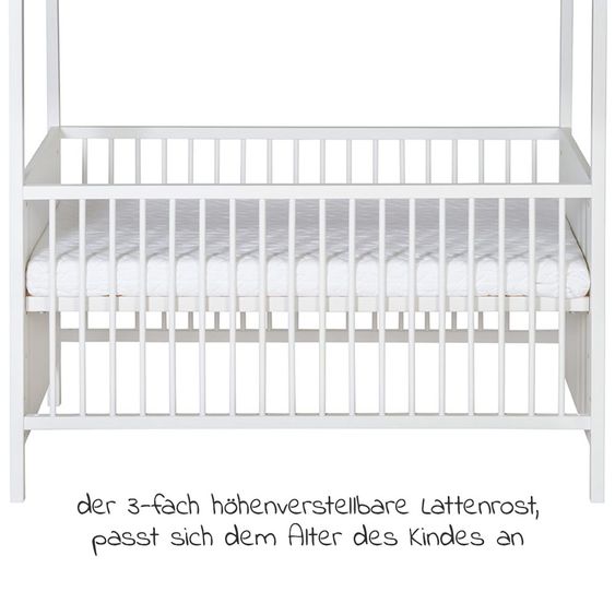 Schardt Kombi-Kinderbett Hausbett Venice Buche teilmassiv, lackiert 70 x 140 cm - Weiß