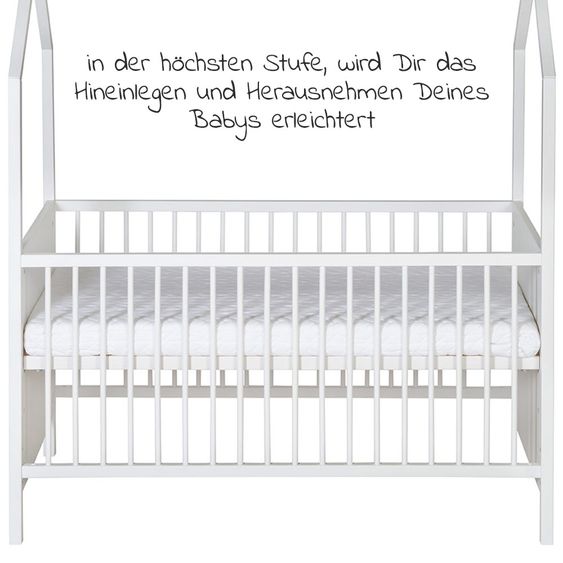 Schardt Kombi-Kinderbett Hausbett Venice Buche teilmassiv, lackiert 70 x 140 cm - Weiß