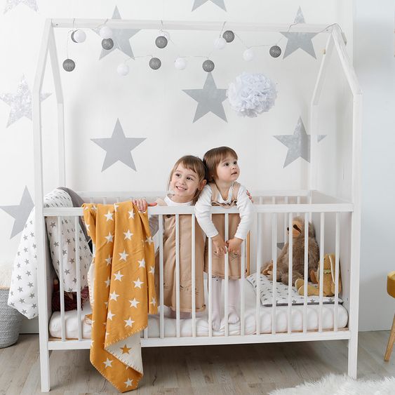 Schardt Kombi-Kinderbett Hausbett Venice Buche teilmassiv, lackiert 70 x 140 cm - Weiß