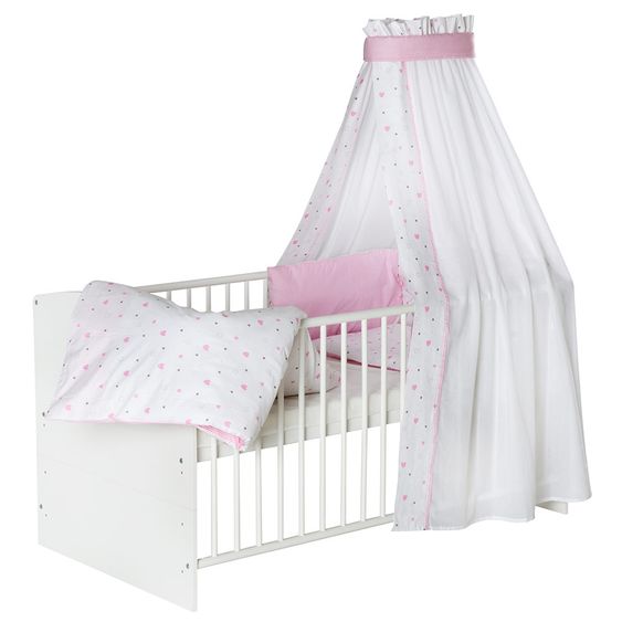 Schardt Komplettbett Classic-Line Weiß 70 x 140 - Herzchen - Rosa