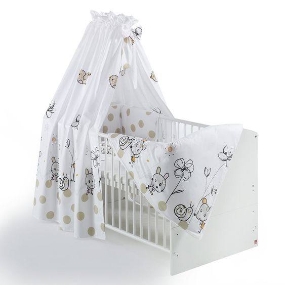 Schardt Komplettbett-Set Classic-Line inkl. Bettwäsche, Himmel, Nestchen & Matratze Weiß 70 x 140 cm - Capucine