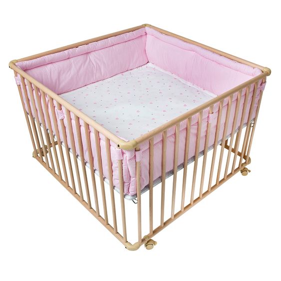 Schardt Laufgitter Basic Natur inkl. Einlage 100 x 100 cm - Herzchen - Rosa