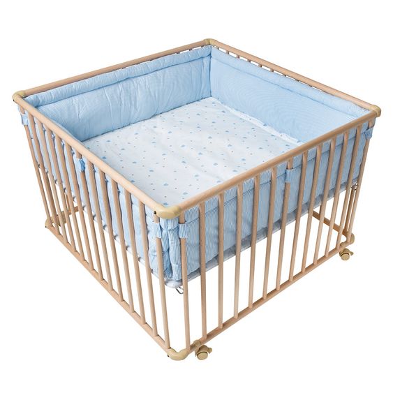 Schardt Laufgitter Basic Natur inkl. Einlage 100 x 100 - Herzchen - Hellblau