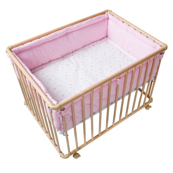 Schardt Laufgitter Basic Natur inkl. Einlage 75 x 100 - Herzchen - Rosa