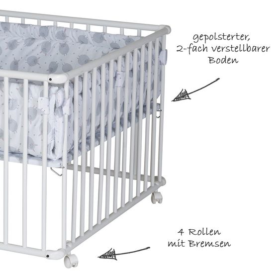 Schardt Laufgitter Basic Weiß inkl. Einlage 100 x 100 cm - Schäfchen - Grau