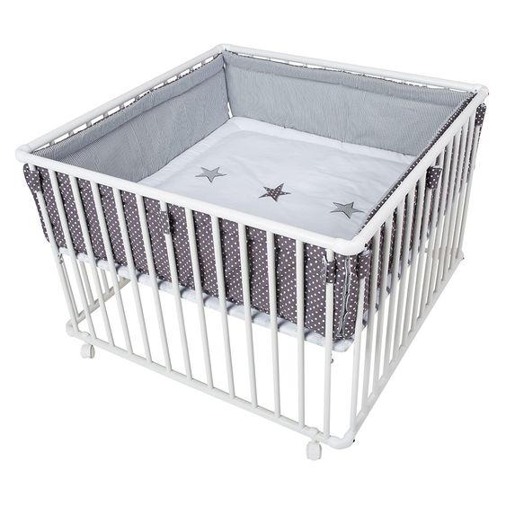 Schardt Playpen Basic White incl. insert 100 x 100 - Star - Grey