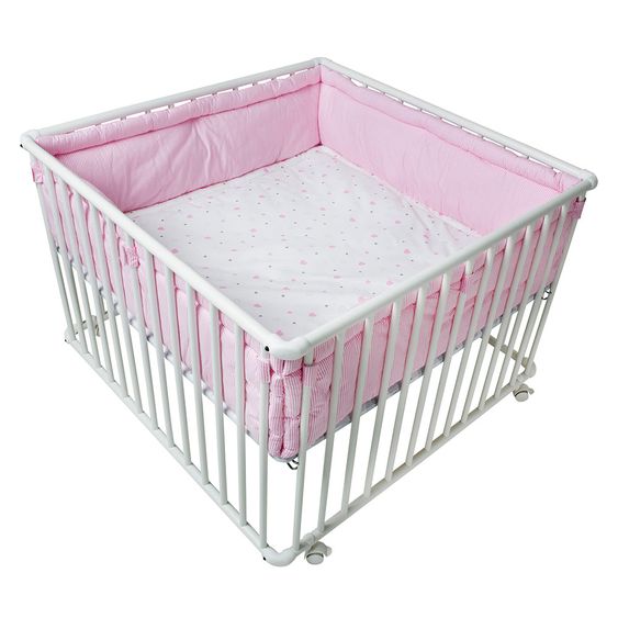 Schardt Laufgitter Basic Weiß inkl. Einlage 100 x 100 - Herzchen - Rosa